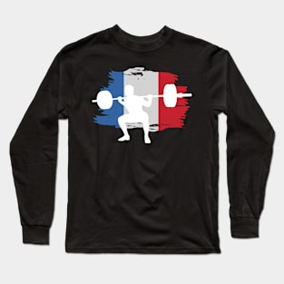 Squat French Flag - Powerlifting Long Sleeve T-Shirt